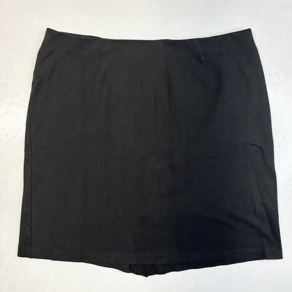 J Jill Ponte Pencil Skirt Womens Large Black Pull On Stretch Knit Back Slit - Picture 1 of 8